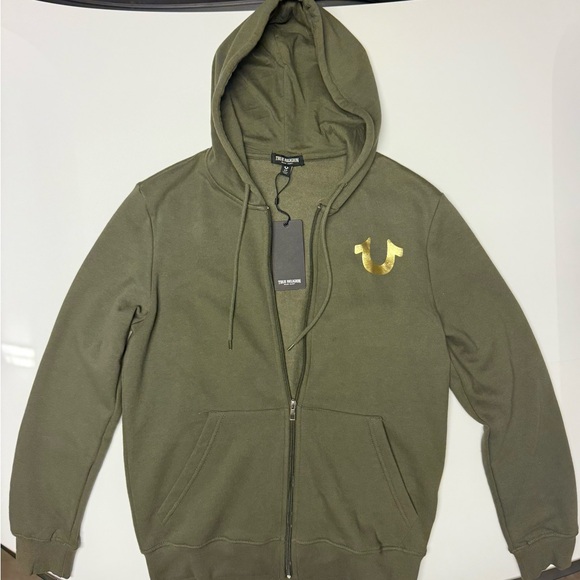 True Religion Other - True Religion Olive Green Hoodie with Gold Logo